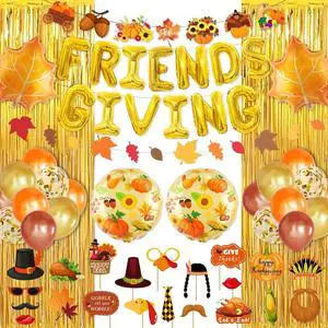 60Pcs Friendsgiving Party Decorations, Friendsgiving Balloons Garland Kit Includes Photo Props Gold Fringe Curtain Maple Leaves Banner for Fall Thanksgiving Friends Giving Pumpkin Party Supplies 60Pcs Friendsgiving Party Decorations, Friendsgiving Balloons Garland Kit Includes Photo Props Gold Fringe Curtain Maple Leaves Banner for Fall Thanksgiving Friends Giving Pumpkin Party Supplies