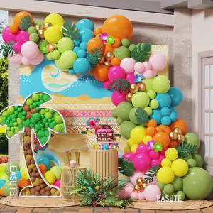 145Pcs Tropical Hawaiian Balloon Arch Kit, Pink Orange Blue Green Balloons with Palm Leaves, Summer Aloha Beach Pool Birthday Luau Party Decorations Supplies 145Pcs Tropical Hawaiian Balloon Arch Kit, Pink Orange Blue Green Balloons with Palm Leaves, Summer Aloha Beach Pool Birthday Luau Party Decorations Supplies