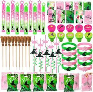 Pink and Green Party Favor Decorations 70Pcs Bubbles Notebooks Stamps Broom Pencils Plastic Straws Goodie Bags Wristbands for Birthday Theme Decor Gift Supplies Pink and Green Party Favor Decorations 70Pcs Bubbles Notebooks Stamps Broom Pencils Plastic Straws Goodie Bags Wristbands for Birthday Theme Decor Gift Supplies