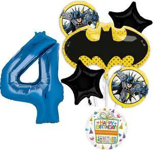 Batman 4th Birthday Party Supplies 7pc Balloon Bouquet Decorations Batman 4th Birthday Party Supplies 7pc Balloon Bouquet Decorations