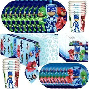 PJ Masks Birthday Party Supplies - Serves 24 Guests - Dinnerware Deluxe Set - Tablecloth, Plates, Napkins & Cups PJ Masks Birthday Party Supplies - Serves 24 Guests - Dinnerware Deluxe Set - Tablecloth, Plates, Napkins & Cups
