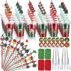 Vesici 124 Pcs Christmas Plastic Cups Bulk with Lids Straws Stickers Raffia Snowman Santa Claus Plastic Cups Xmas Disposable Clear Mugs Party Favor Holiday Birthday Wedding Party Supplies, 24 Sets Vesici 124 Pcs Christmas Plastic Cups Bulk with Lids Straws Stickers Raffia Snowman Santa Claus Plastic Cups Xmas Disposable Clear Mugs Party Favor Holiday Birthday Wedding Party Supplies, 24 Sets
