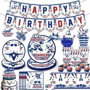 163PCS Air Force Party Fighter Jet Pilot Birthday Party Decorations ,Top Party Supplies Gun Plates and Napkins Military Jet Tableware,Banner, Hanging Swirls, Tablecloth, the Danger Zone Cake Topper 163PCS Air Force Party Fighter Jet Pilot Birthday Party Decorations ,Top Party Supplies Gun Plates and Napkins Military Jet Tableware,Banner, Hanging Swirls, Tablecloth, the Danger Zone Cake Topper
