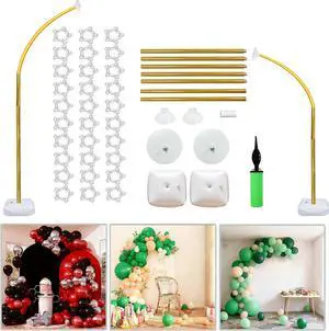 Balloon Arch Stand Kit 9ft &5.6ft,Heavy Duty Base With Water Filling Bag Bendable Half Arch Balloon Arch for Birthdays Holiday Decorations And Other Indoor And Outdoor Parties No Balloons (gold) Balloon Arch Stand Kit 9ft &5.6ft,Heavy Duty Base With Water Filling Bag Bendable Half Arch Balloon Arch for Birthdays Holiday Decorations And Other Indoor And Outdoor Parties No Balloons (gold)