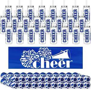 48 Pcs Cheerleader Gift Bulk Cheerleading Plastic Tumbler Cheer Team Cooling Towel Reusable Cheerleader Water Bottle with Lid and Straw for Sport Party Favor Women Girl Teen (Blue) 48 Pcs Cheerleader Gift Bulk Cheerleading Plastic Tumbler Cheer Team Cooling Towel Reusable Cheerleader Water Bottle with Lid and Straw for Sport Party Favor Women Girl Teen (Blue)