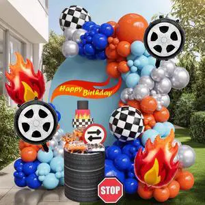 141PCS Blue Orange Race Car Balloon Arch Kit with Flame Foil Balloons, Monster Truck-Inspired Birthday Decorations, Tire Balloons, Racing Party Supplies for Boys, Balloon Garland Kit 141PCS Blue Orange Race Car Balloon Arch Kit with Flame Foil Balloons, Monster Truck-Inspired Birthday Decorations, Tire Balloons, Racing Party Supplies for Boys, Balloon Garland Kit