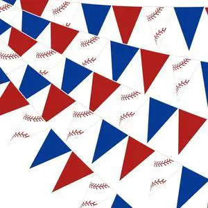 Faccito 5 Pack Baseball Banners Party Decorations Sports Championship Pennants Hanging Decor Themed Triangle Flags Athletics Game Garland for Birthday Party Supplies (Red,Blue,White) Faccito 5 Pack Baseball Banners Party Decorations Sports Championship Pennants Hanging Decor Themed Triangle Flags Athletics Game Garland for Birthday Party Supplies (Red,Blue,White)