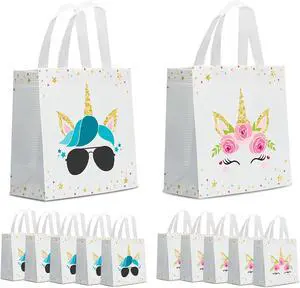 KERINGO 24 PCS Party Favor Bags for Unicorn with Handles Reusable Non Woven Goodie Bags Pink Blue Candy Treat Gift Bag for Unicorn Girls Kids Party Supplies KERINGO 24 PCS Party Favor Bags for Unicorn with Handles Reusable Non Woven Goodie Bags Pink Blue Candy Treat Gift Bag for Unicorn Girls Kids Party Supplies