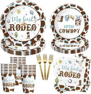 My First Rodeo Birthday Party Supplies Boy - Western Cowboy 1st Birthday Party Tableware, Paper Plate, Cup, Napkin, Disposable Cutlery, Wild West First Table Decorations | Serve 24 My First Rodeo Birthday Party Supplies Boy - Western Cowboy 1st Birthday Party Tableware, Paper Plate, Cup, Napkin, Disposable Cutlery, Wild West First Table Decorations | Serve 24