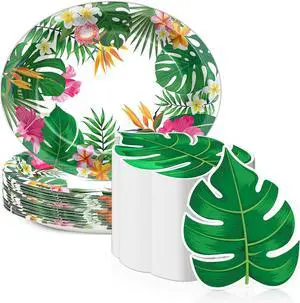 50PCS Hawaiian Luau Party Oval Paper Plates Green Leaf Shape Napkins Aloha Floral Party Supplies Large 11in Summer Platters Tableware Decoration Disposable Tropical Dish Tray for Beach Birthday Party 50PCS Hawaiian Luau Party Oval Paper Plates Green Leaf Shape Napkins Aloha Floral Party Supplies Large 11in Summer Platters Tableware Decoration Disposable Tropical Dish Tray for Beach Birthday Party