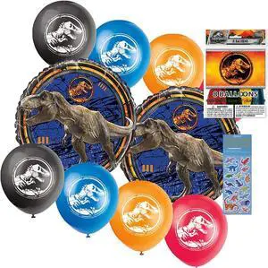 Jurassic World Dinosaur Birthday Party Supplies Balloon Decoration Bundle includes 10 Pieces and 1 Dinosaur Sticker Sheet Jurassic World Dinosaur Birthday Party Supplies Balloon Decoration Bundle includes 10 Pieces and 1 Dinosaur Sticker Sheet