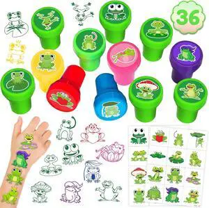 36PCS Frog Party Favors - 24PCS Pre-Cut Temporary Tattoos & 12PCS Stamps - Ideal Animal Frog Princess Themed Birthday Card Decorations Supplies Goodie Bag Cute Rewards for Boys Girls Classroom Gifts 36PCS Frog Party Favors - 24PCS Pre-Cut Temporary Tattoos & 12PCS Stamps - Ideal Animal Frog Princess Themed Birthday Card Decorations Supplies Goodie Bag Cute Rewards for Boys Girls Classroom Gifts