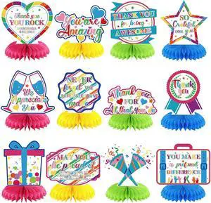 12 Pcs We Appreciate You Decoration Thank You Honeycomb Centerpiece Employee Appreciation Table Decorations Thank Table Topper for Doctor Employee Party Supplies(Colorful) 12 Pcs We Appreciate You Decoration Thank You Honeycomb Centerpiece Employee Appreciation Table Decorations Thank Table Topper for Doctor Employee Party Supplies(Colorful)