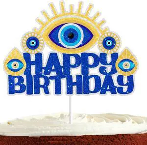 Evil Eye Cake Topper for Happy Birthday Evil Eye Party Supplies Egyptian Theme Party Decorations Blue Glitter Egyptian Evil Eye Cake Decorations Evil Eye Cake Topper for Happy Birthday Evil Eye Party Supplies Egyptian Theme Party Decorations Blue Glitter Egyptian Evil Eye Cake Decorations