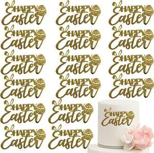 16 PCS Gold Happy Easter Cake Toppers,Rabbit Egg Acrylic Cupcake Toppers Easter Side Cake Decorations Birthday Party Supplies 16 PCS Gold Happy Easter Cake Toppers,Rabbit Egg Acrylic Cupcake Toppers Easter Side Cake Decorations Birthday Party Supplies