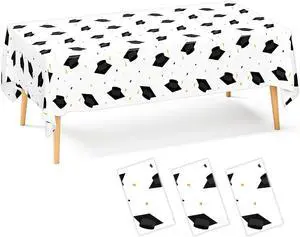 DYLIVeS Graduation Cap Party Tablecloths 2026 Gongrats Grad Plastic Tablecover Disposable Black and Gold Graduation Party Supplies Rectangular Table Cloth School Decor 54 x 108 Inch, 3 Count DYLIVeS Graduation Cap Party Tablecloths 2026 Gongrats Grad Plastic Tablecover Disposable Black and Gold Graduation Party Supplies Rectangular Table Cloth School Decor 54 x 108 Inch, 3 Count