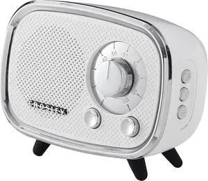 Crosley CR3039A-WH Rondo Retro Portable Rechargeable Bluetooth Speaker, White Crosley CR3039A-WH Rondo Retro Portable Rechargeable Bluetooth Speaker, White
