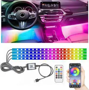 STONEBANKS 5.7FT LED Interior Light for Car, 48LEDs RGB USB Under Dash Lighting, Footwell Neon Internal Lights Kit, Smart APP and Remote Dual Control, Multicolor Music and Mic Mode STONEBANKS 5.7FT LED Interior Light for Car, 48LEDs RGB USB Under Dash Lighting, Footwell Neon Internal Lights Kit, Smart APP and Remote Dual Control, Multicolor Music and Mic Mode