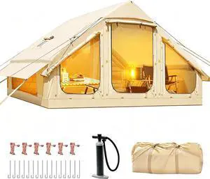 Inflatable Tents for Camping, Blow Up Tent with Hand Pump, Easy Setup Inflatable Hot Tent with Stove Jack, Waterproof Oxford Air Glamping Tents for Camping Adult 4-12 Person Inflatable Tents for Camping, Blow Up Tent with Hand Pump, Easy Setup Inflatable Hot Tent with Stove Jack, Waterproof Oxford Air Glamping Tents for Camping Adult 4-12 Person