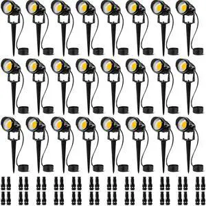 SUNVIE 24 Pack Low Voltage Landscape Lights LED 12W Landscape Lighting with connectors AC/DC 12V-24V Outdoor Spotlight IP65 Waterproof Tree Flag Lights Warm White Spotlights for Yard Garden Pathway SUNVIE 24 Pack Low Voltage Landscape Lights LED 12W Landscape Lighting with connectors AC/DC 12V-24V Outdoor Spotlight IP65 Waterproof Tree Flag Lights Warm White Spotlights for Yard Garden Pathway