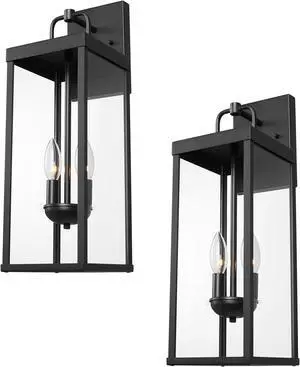 Outdoor Wall Sconce Lights, 20 Inch Tall Transitional Exterior Wall Lighting with Clear Glass, Modern Black Carriage Lantern Lamp Outside for Front Porch Garage Garden Patio Corridor Doorway Outdoor Wall Sconce Lights, 20 Inch Tall Transitional Exterior Wall Lighting with Clear Glass, Modern Black Carriage Lantern Lamp Outside for Front Porch Garage Garden Patio Corridor Doorway