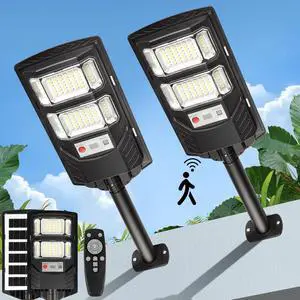 Solar Street Lights Outdoor Waterproof: 2 Pack LED Solar Dusk to Dawn Flood Light Outside 10000 Lumen Solar Powered Security Exterior Wall Mount Lamp Motion Sensor Remote Control for Yard Parking Solar Street Lights Outdoor Waterproof: 2 Pack LED Solar Dusk to Dawn Flood Light Outside 10000 Lumen Solar Powered Security Exterior Wall Mount Lamp Motion Sensor Remote Control for Yard Parking