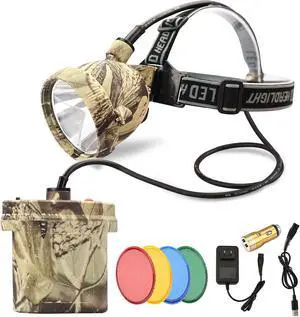 DUMPMAN Camo Coon Hunting Lights Headlamp for Coyotes Hog Predators, Rechargeable & Waterproof, 6 Lighting Modes, 4 Powerful LEDs (White Red Green Amber) Night Working DUMPMAN Camo Coon Hunting Lights Headlamp for Coyotes Hog Predators, Rechargeable & Waterproof, 6 Lighting Modes, 4 Powerful LEDs (White Red Green Amber) Night Working