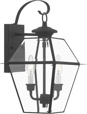 Livex Lighting 2281-04 Westover 2 Light Outdoor Black Finish Solid Brass Wall Lantern with Clear Beveled Glass Livex Lighting 2281-04 Westover 2 Light Outdoor Black Finish Solid Brass Wall Lantern with Clear Beveled Glass