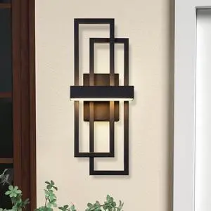 LamQee 20 Inch Modern Outdoor Wall Lights, Integrated LED 1000LM Exterior Lighting Fixture Dual Rectangle Outdoor Sconce, Black Metal Wall Mount Porch Light Outside Lamp for House Garage Door Patio LamQee 20 Inch Modern Outdoor Wall Lights, Integrated LED 1000LM Exterior Lighting Fixture Dual Rectangle Outdoor Sconce, Black Metal Wall Mount Porch Light Outside Lamp for House Garage Door Patio