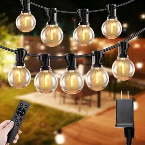 SANBEN Outdoor String Lights with Remote, 50ft 25 Bulbs Low Voltage(24V) Patio Lights, Dimmable & Timer, IP65 Waterproof, G40 LED Hanging Lights for Outside, Deck, Garden, Backyard, Porch, Party SANBEN Outdoor String Lights with Remote, 50ft 25 Bulbs Low Voltage(24V) Patio Lights, Dimmable & Timer, IP65 Waterproof, G40 LED Hanging Lights for Outside, Deck, Garden, Backyard, Porch, Party