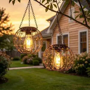Hanging Solar Lanterns, Solar Lights Outdoor Waterpoof, Solar Chandelier with Warm White Led Bulb, Beaded Copper Wire Ball Shade Patio Garden Decor Lights for Tree Yard Pathway Wall Eave Pergola-2Pack Hanging Solar Lanterns, Solar Lights Outdoor Waterpoof, Solar Chandelier with Warm White Led Bulb, Beaded Copper Wire Ball Shade Patio Garden Decor Lights for Tree Yard Pathway Wall Eave Pergola-2Pack