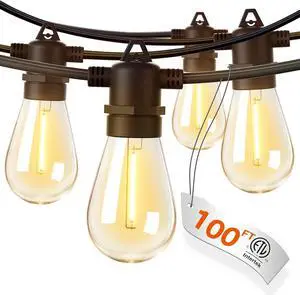 addlon 100FT Outdoor String Lights LED Waterproof Patio Lights with 32 Edison Dimmable Bulbs Shatterproof Hanging Lights for Outside Cafe Bistro Garden Balcony Porch Yard Gazebo Deck 2Packs*50FT addlon 100FT Outdoor String Lights LED Waterproof Patio Lights with 32 Edison Dimmable Bulbs Shatterproof Hanging Lights for Outside Cafe Bistro Garden Balcony Porch Yard Gazebo Deck 2Packs*50FT