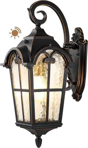 EDISHINE Dusk to Dawn Outdoor Wall Lights, 20.4" Large Size Exterior Lantern Fixture, Porch Lights Wall Mount, Roman Wall Lamp, Waterproof Outside Wall Sconce for Front Door Garage, Black EDISHINE Dusk to Dawn Outdoor Wall Lights, 20.4" Large Size Exterior Lantern Fixture, Porch Lights Wall Mount, Roman Wall Lamp, Waterproof Outside Wall Sconce for Front Door Garage, Black