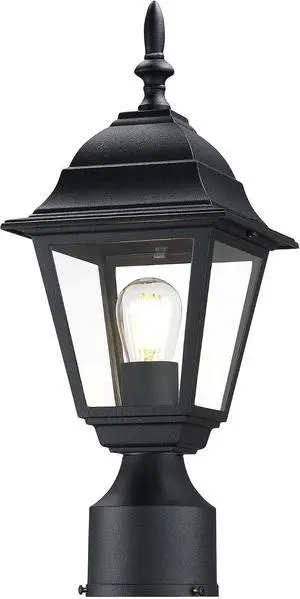 LIT-PaTH Outdoor Post Lighting Fixture Pole Lantern, E26 Medium Base Max 60W, Aluminum Housing Plus Clear Glass, Bulb Not Included, Matte Black Finish, 1-Pack LIT-PaTH Outdoor Post Lighting Fixture Pole Lantern, E26 Medium Base Max 60W, Aluminum Housing Plus Clear Glass, Bulb Not Included, Matte Black Finish, 1-Pack