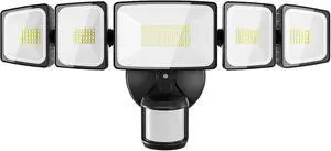 Onforu 150W 15000LM LED Security Lights Motion Sensor Outdoor, Dusk to Dawn Flood Lighting, 5 Heads 360° Wide Angle Illumination, 6500K IP65 Waterproof Hardwired Floodlight Motion Detection (Black) Onforu 150W 15000LM LED Security Lights Motion Sensor Outdoor, Dusk to Dawn Flood Lighting, 5 Heads 360° Wide Angle Illumination, 6500K IP65 Waterproof Hardwired Floodlight Motion Detection (Black)
