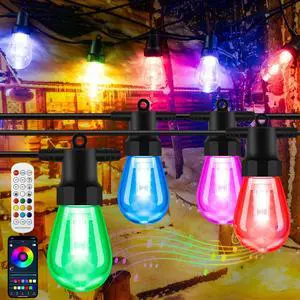 50ft Outdoor String Lights Color Changing - Patio Lights Outdoor Waterproof with 20 Dimmable RGBW Bulbs, Shatterproof, Music Mode, Connectable, Remote & App Control for Halloween, Christmas 50ft Outdoor String Lights Color Changing - Patio Lights Outdoor Waterproof with 20 Dimmable RGBW Bulbs, Shatterproof, Music Mode, Connectable, Remote & App Control for Halloween, Christmas
