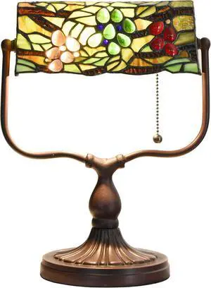 Bieye L10764 Grape Tiffany Style Stained Glass Banker Desk Lamp for Reading Working, 14-inches Tall Bieye L10764 Grape Tiffany Style Stained Glass Banker Desk Lamp for Reading Working, 14-inches Tall