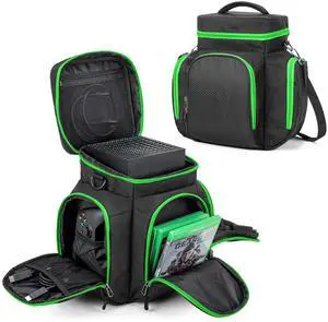 Trunab Carrying Case Compatible with Xbox Series X, Travel Game Bag, Green | Multiple Pockets Fit Controllers, Games, Cables & Portable Hard Disk, Padded Protection for Travel (Patent Design) Trunab Carrying Case Compatible with Xbox Series X, Travel Game Bag, Green | Multiple Pockets Fit Controllers, Games, Cables & Portable Hard Disk, Padded Protection for Travel (Patent Design)