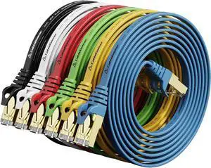 Cat 7 Shielded Ethernet Cable 5 ft 6 Pack (Highest Speed Cable) Cat7 Flat Ethernet Patch Cables - Internet Cable for Modem, Router, LAN, Computer - Compatible with Cat 5eCat 6 Network Cat 7 Shielded Ethernet Cable 5 ft 6 Pack (Highest Speed Cable) Cat7 Flat Ethernet Patch Cables - Internet Cable for Modem, Router, LAN, Computer - Compatible with Cat 5eCat 6 Network