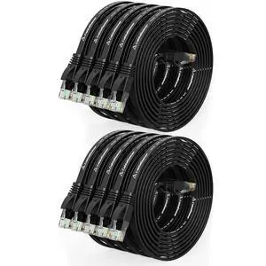 Cat 6 Ethernet Cable 5ft (10 Pack) (at a Cat5e Price but Higher Bandwidth) Flat Internet Network Cables - Cat6 Ethernet Patch Cable Short - Black Computer LAN Cable with Snagless RJ45 Connectors Cat 6 Ethernet Cable 5ft (10 Pack) (at a Cat5e Price but Higher Bandwidth) Flat Internet Network Cables - Cat6 Ethernet Patch Cable Short - Black Computer LAN Cable with Snagless RJ45 Connectors
