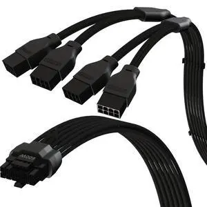 LINKUP 12VHPWR GPU Power Extension Cable | 45cm | PCIe 5.0 for RTX 5090, 5080, 5070, 12+4 to 4x8 Pin, 600W 16AWG LINKUP 12VHPWR GPU Power Extension Cable | 45cm | PCIe 5.0 for RTX 5090, 5080, 5070, 12+4 to 4x8 Pin, 600W 16AWG