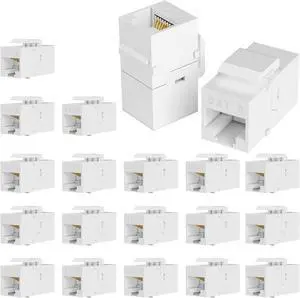 RJ45 Coupler Cat6 Keystone Jack 20-Pack, White | Female to Female UTP Inline Ethernet Keystone for Wall Plates & Patch Panels, Compatible with Cat6/Cat5e/Cat5 Network Cables RJ45 Coupler Cat6 Keystone Jack 20-Pack, White | Female to Female UTP Inline Ethernet Keystone for Wall Plates & Patch Panels, Compatible with Cat6/Cat5e/Cat5 Network Cables