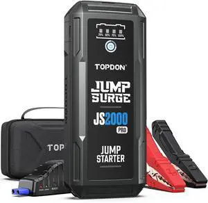 Car Battery Jump Starter, TOPDON 2000A Peak Jump Starter for Up to 8L Gas/6L Diesel Engines, 12V Portable Battery Booster Jump Starter Pack with Jumper Cables and EVA Protection Case Car Battery Jump Starter, TOPDON 2000A Peak Jump Starter for Up to 8L Gas/6L Diesel Engines, 12V Portable Battery Booster Jump Starter Pack with Jumper Cables and EVA Protection Case