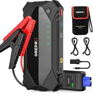 GREPRO Jump Starter (10L Gas & 8.0L Diesel Engines), 3000A Car Battery Jump Starter Battery Pack,12V Booster, Jump Box with Jumper Cables, Car Jumper with LED Light GREPRO Jump Starter (10L Gas & 8.0L Diesel Engines), 3000A Car Battery Jump Starter Battery Pack,12V Booster, Jump Box with Jumper Cables, Car Jumper with LED Light