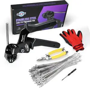 106PCS Heavy Duty 304 Stainless Steel Cable Tie Gun Kit, Includes 100PCS 11.8 Inch Metal Zip Ties, Self-Locking, UV & Corrosion Resistant, for Fence, Exhaust Pipe, Chicken Coop, Farm Use 106PCS Heavy Duty 304 Stainless Steel Cable Tie Gun Kit, Includes 100PCS 11.8 Inch Metal Zip Ties, Self-Locking, UV & Corrosion Resistant, for Fence, Exhaust Pipe, Chicken Coop, Farm Use