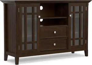 SIMPLIHOME Bedford TV Stand - 53 inch Wide Solid Wood Tall Media Console in Dark Tobacco Brown, Transitional Entertainment Center for Living Room for TVs up to 60 Inches with Cable Management SIMPLIHOME Bedford TV Stand - 53 inch Wide Solid Wood Tall Media Console in Dark Tobacco Brown, Transitional Entertainment Center for Living Room for TVs up to 60 Inches with Cable Management