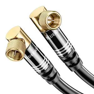 BlueRigger RG6 Digital Coaxial Audio Video Cable (6FT, 90 Angled to Straight Male F Type Connector, Triple Shielded) - HDTV, CATV, DVB-T2/C/S, Cable Modem, Radio, Satellite Receivers BlueRigger RG6 Digital Coaxial Audio Video Cable (6FT, 90 Angled to Straight Male F Type Connector, Triple Shielded) - HDTV, CATV, DVB-T2/C/S, Cable Modem, Radio, Satellite Receivers