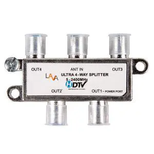 LAVA 4 Way High Performance Coax Cable Splitter, 5-2400 MHz, RG6 Compatible, Works with HD TV, Satellite, High Speed Internet, Amplifier, Antenna w/ High shielding structure LAVA 4 Way High Performance Coax Cable Splitter, 5-2400 MHz, RG6 Compatible, Works with HD TV, Satellite, High Speed Internet, Amplifier, Antenna w/ High shielding structure