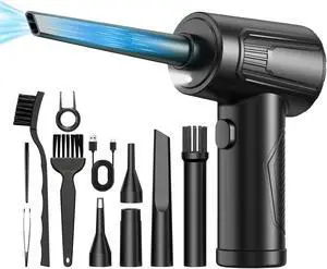 11-in-1 Compressed Air Duster-3-Gear Adjustable 120000 RPM Electric Air Duster with LED Light, Reusable no Canned Keyboard Cleaner for Office, 9000mAh Cordless Air Duster for Computer/Car/Home (Black) 11-in-1 Compressed Air Duster-3-Gear Adjustable 120000 RPM Electric Air Duster with LED Light, Reusable no Canned Keyboard Cleaner for Office, 9000mAh Cordless Air Duster for Computer/Car/Home (Black)