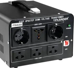 Yinleader 3000W Voltage Converter Transformer(110V to 220V,220V to 110V) | Step Up/Down Converter 110/120 Volt - 220/240 Volt w/US Standard Power Cord,Circuit Breaker Protection (VTUS-EU3000) Yinleader 3000W Voltage Converter Transformer(110V to 220V,220V to 110V) | Step Up/Down Converter 110/120 Volt - 220/240 Volt w/US Standard Power Cord,Circuit Breaker Protection (VTUS-EU3000)